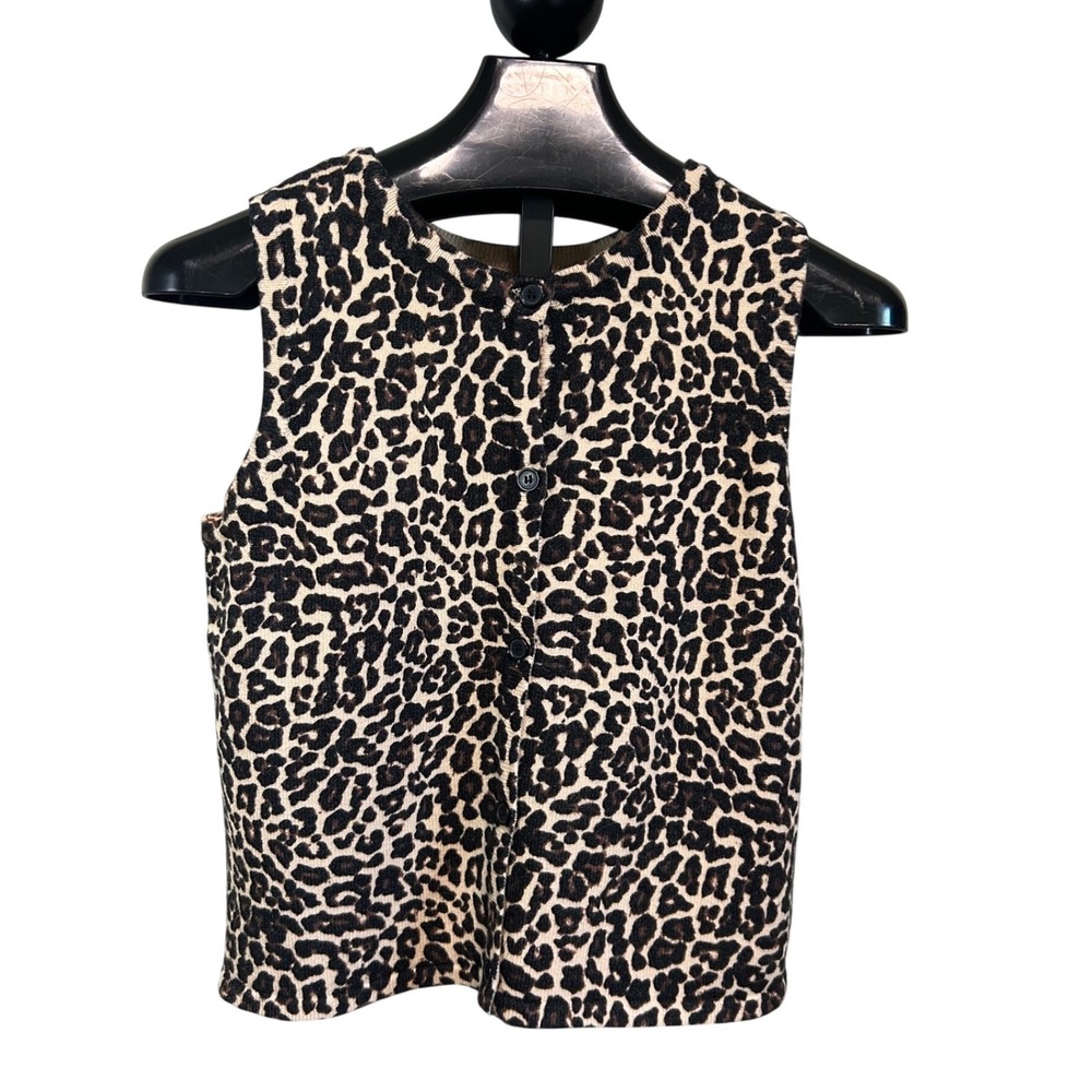 Willow + Root Cheetah Print Reversible Sweater Vest Small NWT CWR25020 Tan Black
